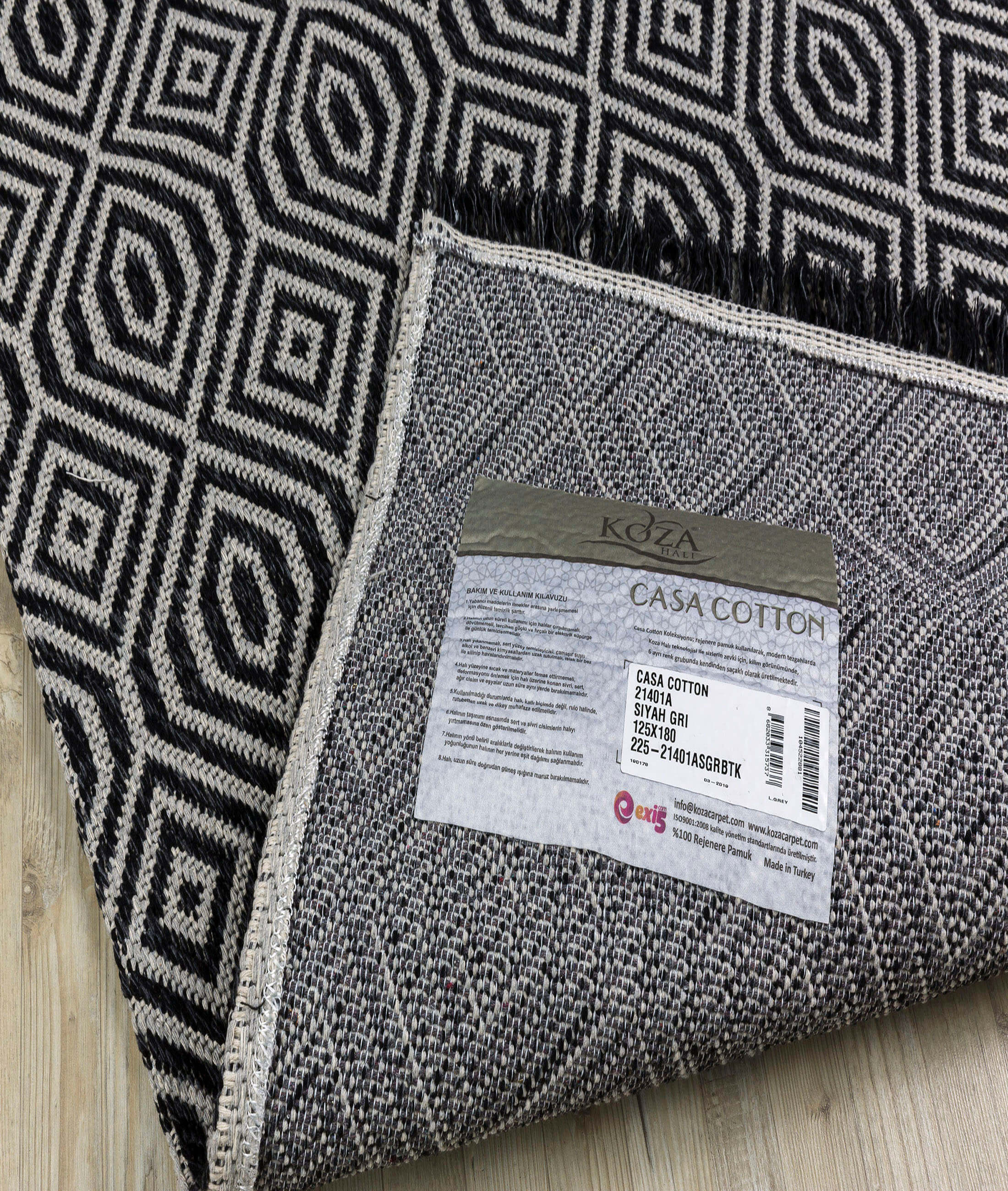 Casa Cotton Black Gray Carpet 21401A
